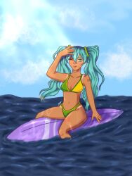 2024 bikini brazilian_flag_bikini brazilian_miku hatsune_miku ocean surfboard