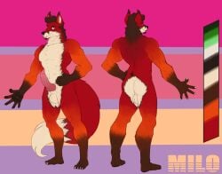 anthro canid canine fox hi_res knot male mammal mechanic_milo solo yarred_(yarem4)