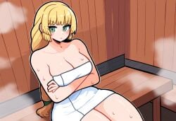 1girls ai_generated fire_emblem fire_emblem:_three_houses ingrid_brandl_galatea novelai sauna towel