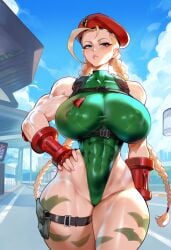 1girls abs ai_generated bare_arms bare_legs bare_shoulders bare_thighs big_breasts blonde_hair blue_eyes blush cammy_white capcom clothed clothing color female female_focus female_only fit_female hi_res large_breasts ldoe_art light-skinned_female light_skin long_hair looking_at_viewer muscles muscular muscular_female solo solo_female street_fighter tagme thick_thighs