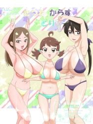 3girls aged_up big_breasts bikini breast_size_difference huge_breasts karasuma_(wonderful_precure!) kitsunezaki_(wonderful_precure!) precure pretty_cure pururun_z torie_(wonderful_precure!) wonderful_precure!