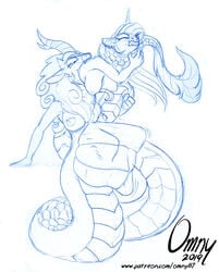 areola asian_mythology bound breasts chinese_mythology coiling east_asian_mythology fangs female friendship_is_magic hi_res kirin monochrome my_little_pony mythology naga nipples omny87 piercing princess_cadance_(mlp) queen_rain_shine_(mlp) reptile scalie serpentine sketch snake taur vore