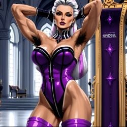 ai_generated armpit_hair armpits deergirlfit excessive_pubic_hair hairy hairy_armpits hairy_pussy mortal_kombat mortal_kombat_11 pubic_hair pubic_hair_peek sindel sindel_(mk11)