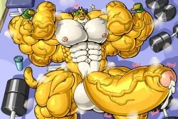 abs balls biceps big_balls big_boner big_muscles big_penis boner breasts cum cumming dick_throbbing drink_cup dumbbell dumbbells flexing flexing_at_viewer foreskin glans green_cap gym gym_equipment gym_weights happy hyper_muscles hyper_penis josh_(zerozero) joshthetiger male male_only muscles muscular muscular_arms muscular_legs muscular_male naked orange_boner orange_fur orange_penis partially_retracted_foreskin pecs penis penis_throbbing quads smiling_at_viewer throb throbbing tiger triceps white_abs white_pecs winking_at_viewer zerozero