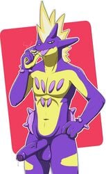 1boy abs absurd_res amped_toxtricity armpits big_penis bodily_fluids cigarette cum dripping eye_contact foreskin genital_fluids half-closed_eyes hi_res hypno_neet looking_at_viewer male male_only nintendo no_humans penis pokémon_(species) pokemon pokemon_ss pose saliva smoking solo standing testicles tongue tongue_out toxtricity uncut veins veiny_penis video_games