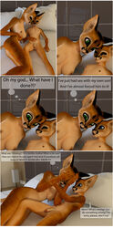 absurd_res after_sex age_difference bodily_fluids breasts comic crying eric_caracal female furry hi_res humanoid_penis incest littlefisky male mother ninfu_caracal parent penis pussy regret size_difference son straight tears