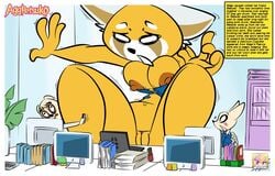 2d aggressive_retsuko ailurid anai_(aggretsuko) anthro areola big_breasts blush breasts canid canine clothing digital_media_(artwork) female fur giantess growth huge_breasts hyper hyper_breasts logo macro mammal nafyo-toons nipples nude office_lady pussy red_panda retsuko sanrio smooth_fur torn_clothing young