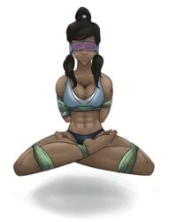 1girls arms_behind_back avatar_legends bare_legs barefoot blindfold blindfolded bondage bound_ankles bound_arms bound_legs bra captiveforever cleavage crossed_legs dark-skinned_female dark_skin female female_only femsub human human_only korra meditating medium_breasts muscular muscular_female muscular_sub panties six_pack solo solo_female straight_hair the_avatar the_legend_of_korra water_tribe