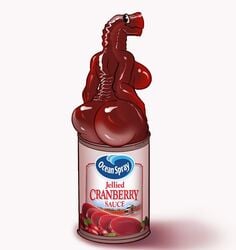 anthro big_ass big_breasts cranberry_sauce jelly looking_at_viewer red_skin