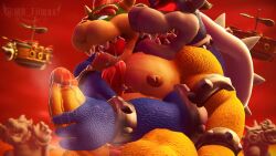 2boys 3d 3d_(artwork) anthro anthro_on_anthro artist_name blue_body blue_skin bowser bracelet collar dark_bowser duo erection furry furry_male furry_only gay genitals grabbing_penis hair hand_on_penis horns koopa looking_at_another male male/male male_nipples mario_(series) mature mature_anthro mature_male mr_filmax muscles muscular muscular_anthro muscular_male nintendo nipples open_mouth penis red_eyes red_hair reptile scalie sharp_teeth shell ship spiked_shell spikes statue teeth tongue upper_body yellow_body yellow_skin