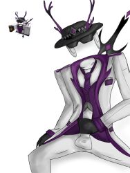 1boy bottomless deer_antlers dick dick_in_hand eggs fedora glasses gloves headphones jerking reference_image roblox roblox_avatar robloxian sword tagme tagme_(artist) tie