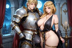 1girls ai_generated armlet big_ass big_balls big_breasts big_butt big_penis black_dress blonde_hair blush bracelet braid braided_hair braided_ponytail bulge_through_clothing cleavage cock_hungry creamhorseai crown curvy curvy_female curvy_figure elden_ring erect_nipples eyeshadow female fit fit_female fromsoftware golden_eyes high_resolution highres horny horny_female hourglass_figure huge_ass huge_balls huge_breasts huge_bulge huge_cock hyper_balls imminent_sex indoors jewelry light-skinned_female light_skin long_hair loose_clothes makeup male male/female mature_female moon moonlight necklace palace pants_bulge pelvic_curtain penis_awe perfect_body posing queen_marika_the_eternal royal royalty seductive seductive_look standing sweat sweating testicles thick_thighs voluptuous voluptuous_female white_skin yellow_eyes
