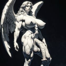 ai ai-created ai_art ai_assisted ai_generated angel angel_wings big_breasts big_cock big_penis black_and_white curly_hair feathered_wings flaccid_penis futa_only futanari horsecock horsecock_futa huge_breasts huge_cock huge_penis large_breasts large_cock large_penis long_hair monochrome muscular muscular_futa sagging_breasts saggy_breasts solo_futa statue wings