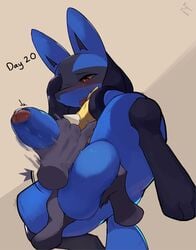 1boy 2019 accessory ambiguous_gender anthro armpits ass big_ass big_ears big_penis big_testicles black_fur blue_body blue_fur blush bodily_fluids canine caressing_testicles cock_ring disembodied_hand duo erection feet foreskin fur furry genital_fluids half-closed_eyes hand_on_penis honeycalamari humanoid_penis jewelry large_penis lucario male male_focus male_only mammal motion_blur nintendo no_nipples no_nut_november nude one_eye_closed open_mouth original_character page_20 paws penis penis_accessory penis_jewelry pinky_out pokemon pokemon_(species) pokemon_dppt pov precum red_eyes sawakyuri simple_background solo solo_focus text thick_thighs threesome video_games watermark wide_hips wince yellow_fur