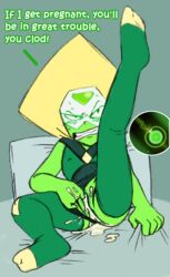 after_sex angry anus cum cum_in_pussy cum_inside cum_overflow edit female female_only gem_(species) impregnation nipples ovum panties_pulled_aside peridot_(steven_universe) pussy raised_leg shortstack solo sperm_cell spread_legs steven_universe tagme unwanted_impregnation visor