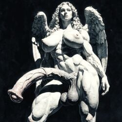 ai ai-created ai_art ai_assisted ai_generated angel angel_wings big_breasts big_cock big_penis black_and_white curly_hair feathered_wings flaccid_penis futa_only futanari horsecock horsecock_futa huge_breasts huge_cock huge_penis large_breasts large_cock large_penis long_hair monochrome muscular muscular_futa sagging_breasts saggy_breasts solo_futa statue wings