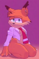 ai_generated anthromorph bubsy bubsy_(series) edited fur looking_at_viewer sitting smile thighs