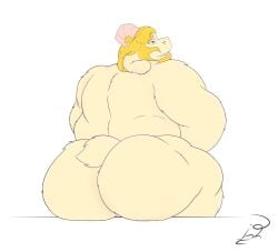 anthro asgore_dreemurr ass blonde_hair body_hair boss_monster bovid caprine fur goat hair hi_res jon_noj long_ears male male/male male_only mammal smile solo tail undertale undertale_(series) white_body white_fur