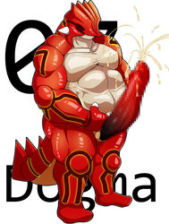 1boy 2019 anthro big_penis bodily_fluids censored chubby cum geiru_mirua genital_fluids groudon hi_res huge_penis hyper hyper_penis legendary_pokémon long_penis male male_only moobs musclegut muscular muscular_male navel nintendo nude original_character overweight overweight_male penis pokémon_(species) pokemon pokemon_rse scalie slit smile solo text video_games