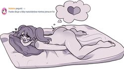 1girls abby_(fnafhs) ass bed fnafhs masturbation on_stomach solo tagme