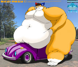 1boy anthro arthropod beetle belly car chubby crush fox fur furry furry_only half-closed_eyes hi_res male male_only moobs morbidly_obese no_humans obese original_character overweight overweight_male photo photo_background resting solo sr71beta text thick_thighs vehicle vehicles volkswagen watermark what wide_hips