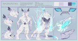 4092x2184 absurd_res anthro blue_eyes dragon fur hi_res horn hybrid lightning magic male mammal model_sheet penis polar_bear potionmastercernun scales solo ursid ursine white_body white_fur zoshua_rys