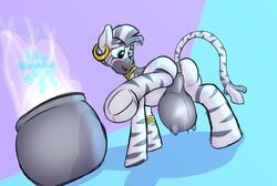 anus askfrosty bovid bovine cattle cauldron cowpony equid equine facial_piercing female feral friendship_is_magic hi_res horse mammal mind_break my_little_pony nose_piercing nose_ring piercing pony teats transformation udders wrong_udders zebra zecora_(mlp)