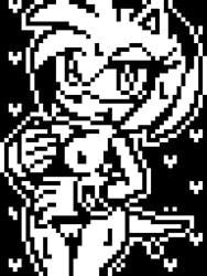 amy_rose bodily_fluids breasts dreamcast eulipotyphlan female heart hedgehog hotred is_(artist) low_res mammal monochrome nipples pixel_art pussy servedasis sonic_(series) sonic_the_hedgehog_(series) sweat vmu