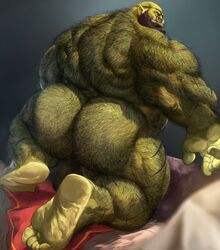 2019 5_fingers 5_toes arm_hair ass back_hair back_muscles backsack bald balls beard big_balls big_muscles black_hair body_hair butt_hair eye_patch eyewear facial_hair facial_piercing fingers green_body green_skin hair hairy huge_balls huge_muscles humanoid male male_only muscular muscular_male nose_piercing nose_ring orc orc_male piercing pointy_ears scar solo toes tusks zoroj