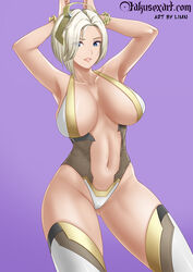 1girls big_breasts breasts female female_only large_breasts limn looking_at_viewer mercy otakusexart overwatch overwatch_2 solo thighhighs