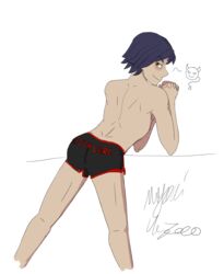 1boy arched_back ass big_ass blue_hair english_text ezra_bridger gay legs male_focus male_only miyuki_kazoo muscular presenting_butt presenting_hindquarters short_hair simple_background smile spread_legs star_wars star_wars_rebels text underwear underwear_only white_background yellow_eyes