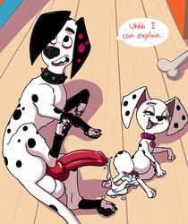 101_dalmatian_street 101_dalmatians 2019 absurd_res after_sex ahe_gao animal_genitalia animal_penis animal_pussy balls black_body black_fur bodily_fluids canid canine canine_penis canine_pussy canis creampie cum cum_in_pussy cum_inside dalmatian danny_(101_dalmatians) deja_vu_(101_dalmatians) disney domestic_dog english_text eye_roll female feral feral_creampied fur genital_fluids hi_res hypergal knot looking_pleasured male mammal multicolored_body multicolored_fur open_mouth penis purple_body purple_fur pussy speech_bubble spots spotted_body spotted_fur straight teeth text tongue tongue_out two_tone_body two_tone_fur white_body white_fur