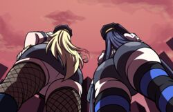 ass axel-rosered big_ass blonde_hair blue_hair cop cop_outfit huge_ass looking_up panties panty_&_stocking_with_garterbelt panty_anarchy pov pov_ass stocking_anarchy stockings upskirt