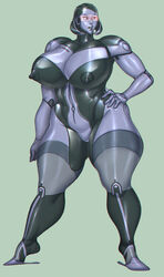 android curvy edi fatfoxlower female ffuffle gynoid head_mounted_display huge_breasts mass_effect nipples red-tinted_eyewear robot robot_girl solo thick_thighs tinted_eyewear visor