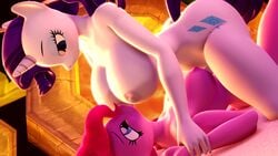 3d animated anthro breast_smother female female_only friendship_is_magic hasbro hentype large_ass my_little_pony pinkie_pie_(mlp) rarity_(mlp) sound straight_hair tagme video yuri