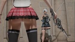 3d 3d_(artwork) blender final_fantasy final_fantasy_xiii kaine_(nier)_(cosplay) nier:_automata serah_farron sword upskirt wetartist yorha_2b