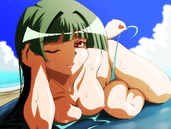 beach borubikku green_hair medium_breasts pani_poni_dash! panties rei_tachibana tachibana_rei tagme