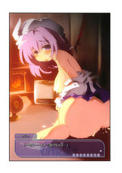 1girls accurate_art_style ass breasts electric_fan fake_screenshot female fireplace heater highres ishikiri letty_whiterock melting morogami_ryou solo sweat torture touhou translated visual_novel