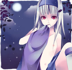 arisie breasts flat_chest hairband moon night pointy_chin red_eyes sierra_mikain small_breasts suikoden suikoden_ii vampire white_hair