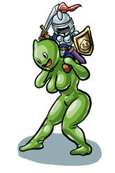 clothing dragon_quest medium_breasts oniontrain rule_63 slime slime_(dragon_quest) slime_knight small_breasts tagme