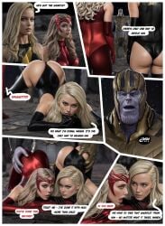 3d_(artwork) ai_assisted battle big_butt big_penis captain_marvel carol_danvers fight infinity_gauntlet jack-o_pose marvel marvel_cinematic_universe scarlet_witch thanos wanda_maximoff zafitna