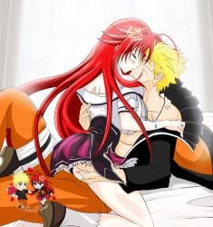 1boy1girl ass bed bedroom before_sex big_ass big_breasts blonde_hair breasts couple cowgirl_position crossover curvaceous curvy curvy_figure duo_focus hi_res high_school_dxd howlofwolfpassionart indoors jacket jewelry kissing long_hair lying_on_back lying_on_bed male/female naruto naruto_(series) naruto_shippuden necklace open_clothes panties pants red_hair rias_gremory romantic romantic_couple shirt sitting_on_person skirt straddling straight underwear undressing uzumaki_naruto very_long_hair wholesome