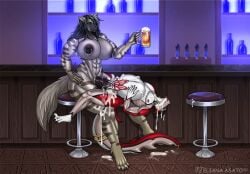 abs alcohol anal anal_sex animal_genitalia animal_penis anthro areola bar beer belly belly_inflation beverage big_areola big_belly big_breasts big_nipples big_piercings black_hair black_nipples black_penis bodily_fluids breasts canine_genitalia canine_penis cum cum_in_ass cum_inside cum_on_ground detailed_background digital_media_(artwork) duo ear_piercing ear_ring eliana-asato erection fish fur furniture futanari genital_fluids genitals grey_body grey_fur gynomorph hair hermvivi huge_breasts inflation intersex intersex/male kekoa_(character) knot long_hair male male_penetrated mammal marine multi_genitalia multi_penis multicolored_body muscular muscular_anthro muscular_gynomorph muscular_intersex nipple_piercing nipples nude orgasm penetration penis piercing red_body red_scales ring_piercing scales sex shark smile tail thick_thighs tongue tongue_out vein veiny_penis white_body