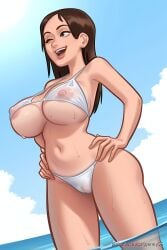 1girls 2d 2d_(artwork) ai_generated areolae big_breasts bikini_bottom bikini_top bra breasts brown_hair brown_hair cameltoe digital_drawing_(artwork) female female_focus female_only jenny_(summertime_saga) light-skinned_female light_skin nipples nipples_visible_through_clothing panties pose posing presenting presenting_breasts presenting_pussy pussy pussy_lips pussy_peek soaked_clothes summertime_saga teenage_girl teenager vagina wet_body wet_bra wet_clothes wet_clothing wet_panties