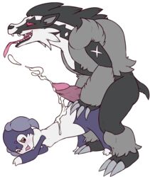 1boy 1girls 2019 after_sex alpha_channel anthro anthro_on_feral ass big_penis blush bodily_fluids breasts claws cum duo erection female feral food furry genital_fluids goat horn hot_dog huge_cock indeedee interspecies larger_male male nintendo nipples nude obstagoon open_mouth penis pokémon_(species) pokemon pokemon_ss queenkami simple_background size_difference smaller_female smile teeth tongue tongue_out video_games wide_hips