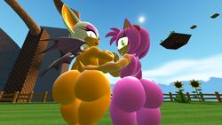 2girls 3d 3d_model amy_rose ass ass_focus backboob bare_ass bat big_breasts big_butt breasts bubble_ass bubble_butt butt_crack female from_behind furry green_hill_zone hand_on_back huge_ass huge_breasts huge_butt looking_at_viewer looking_down mammal mobian mobian_(species) mobian_bat naked nude pink_fur rouge_the_bat sega sideboob sonic_(series) sonic_adventure_2 sonic_the_hedgehog_(series) source_filmmaker standing thick_thighs video_games viperarcane wide_hips