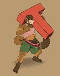 absurd_res big_bulge big_penis body_hair bulge domestic_ferret furry genitals hi_res huge_bulge huge_cock hyper hyper_bulge male mammal mustela_br mustelabr mustelid musteline penis solo true_musteline weasel