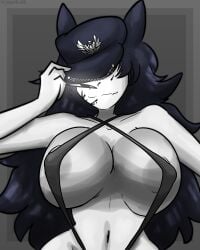 breasts breasts_out fundamental_paper_education fundamental_paper_education_survival hat miss_maria_(character) oc original_character smirk teasing yunariee