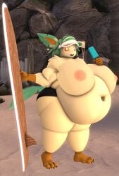 bbm big_breasts breasts busty_boy cleavage eeveelution huge_breasts kingofthekabuto leafeon nipples overweight pokemon pokemon_(species) queenofthekabuto thick_thighs wide_hips