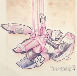 1girls 2d arcee arcee_(tfa) artist_name built-in_high_heels color drawn female female_only high_heels mechanical pink_panties robot robot_girl sexually_suggestive solo solo_female tied_up transformers transformers_animated xgemfirex